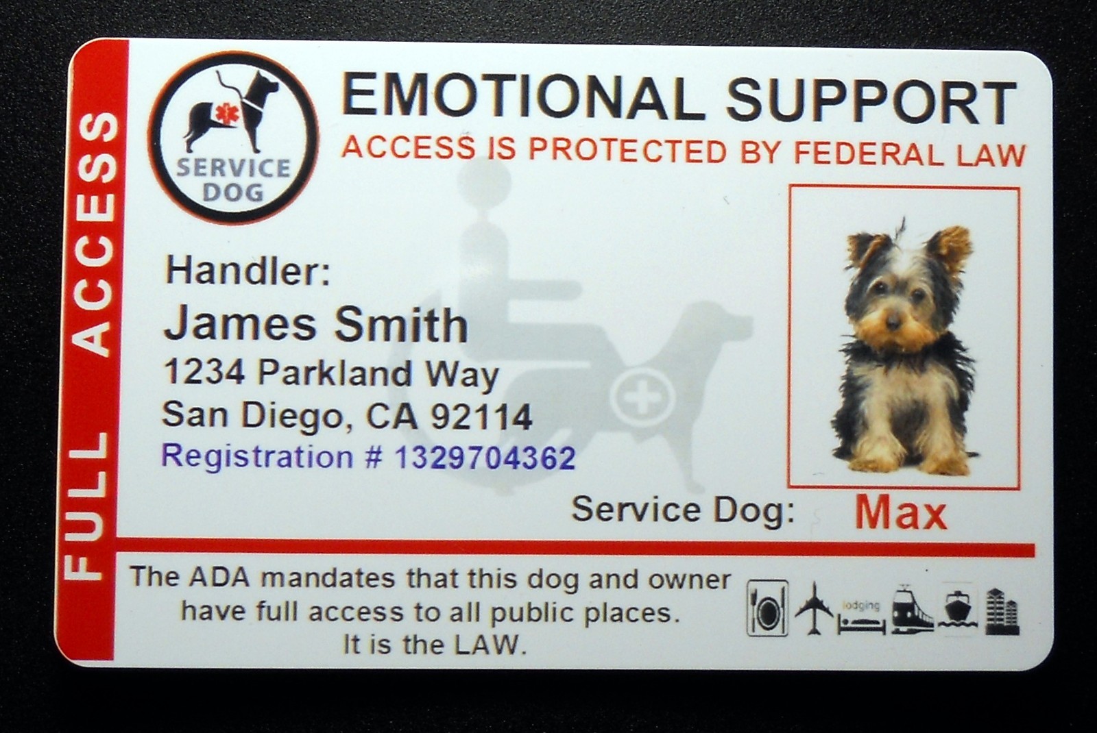 Holographic Emotional Support Animal ID Card Service Dog ID Badge 8 ESA R