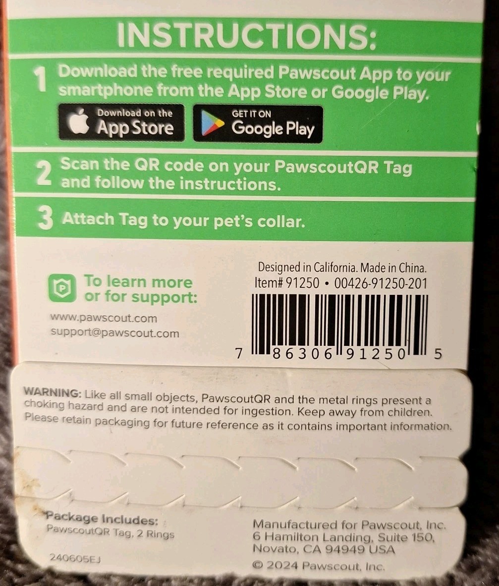 Pawscout QR The Smart Pet Tag Finder for Dogs/Cats Connects To Your Phone New