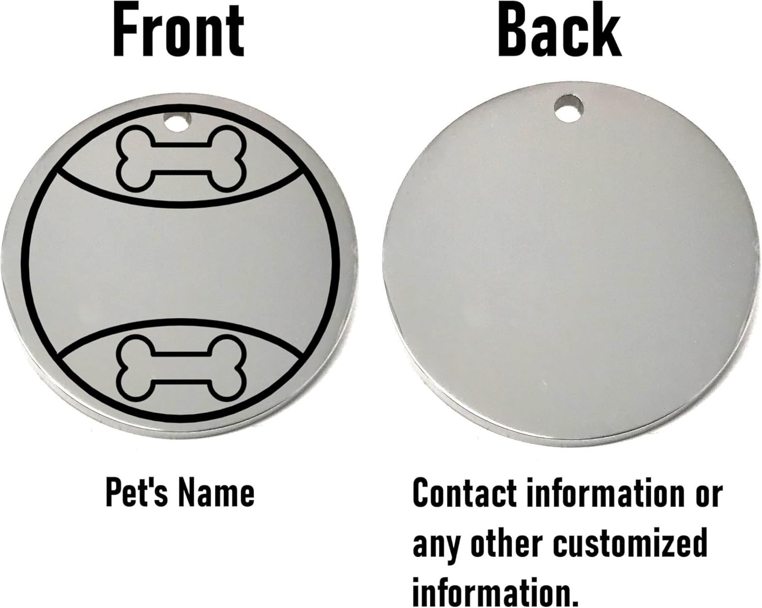 Personalized Play Ball Pet ID Tag -Laser Engraved Name Tag for Dog or Cat Collar