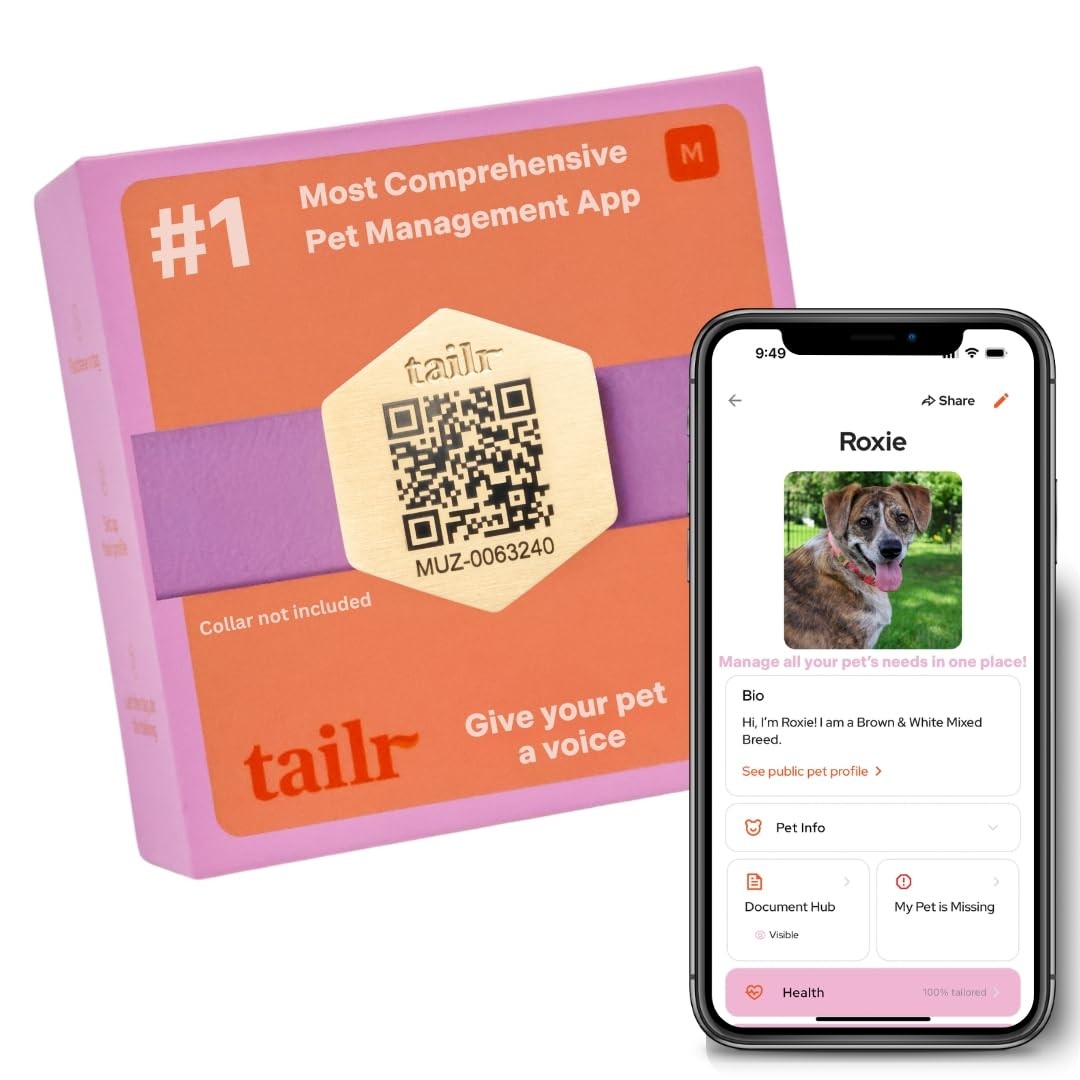 Slide-On Pet ID QR Tag, Gold-Plated Military-Grade Steel, Includes Free Digit…