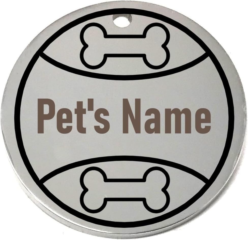 Personalized Play Ball Pet ID Tag -Laser Engraved Name Tag for Dog or Cat Collar