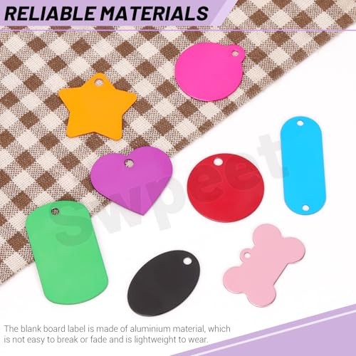 Swpeet 40Pcs 10 Colors 1.49″ x 1″ Aluminum Blank Tags with Key Ring Oval