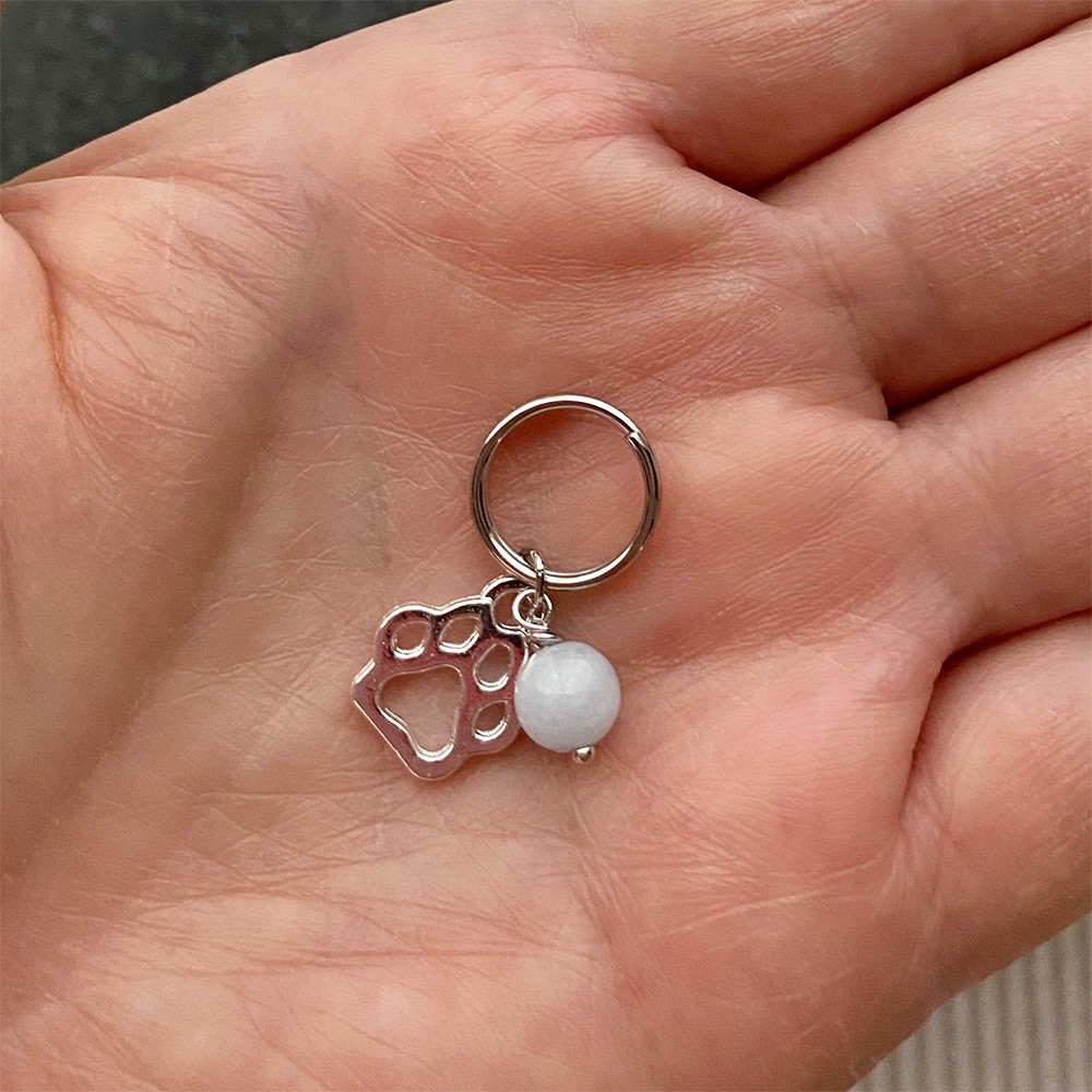 Pet Crystal Gemstone Cute Paw Personalized Name Initial Tag for Cats or Dogs