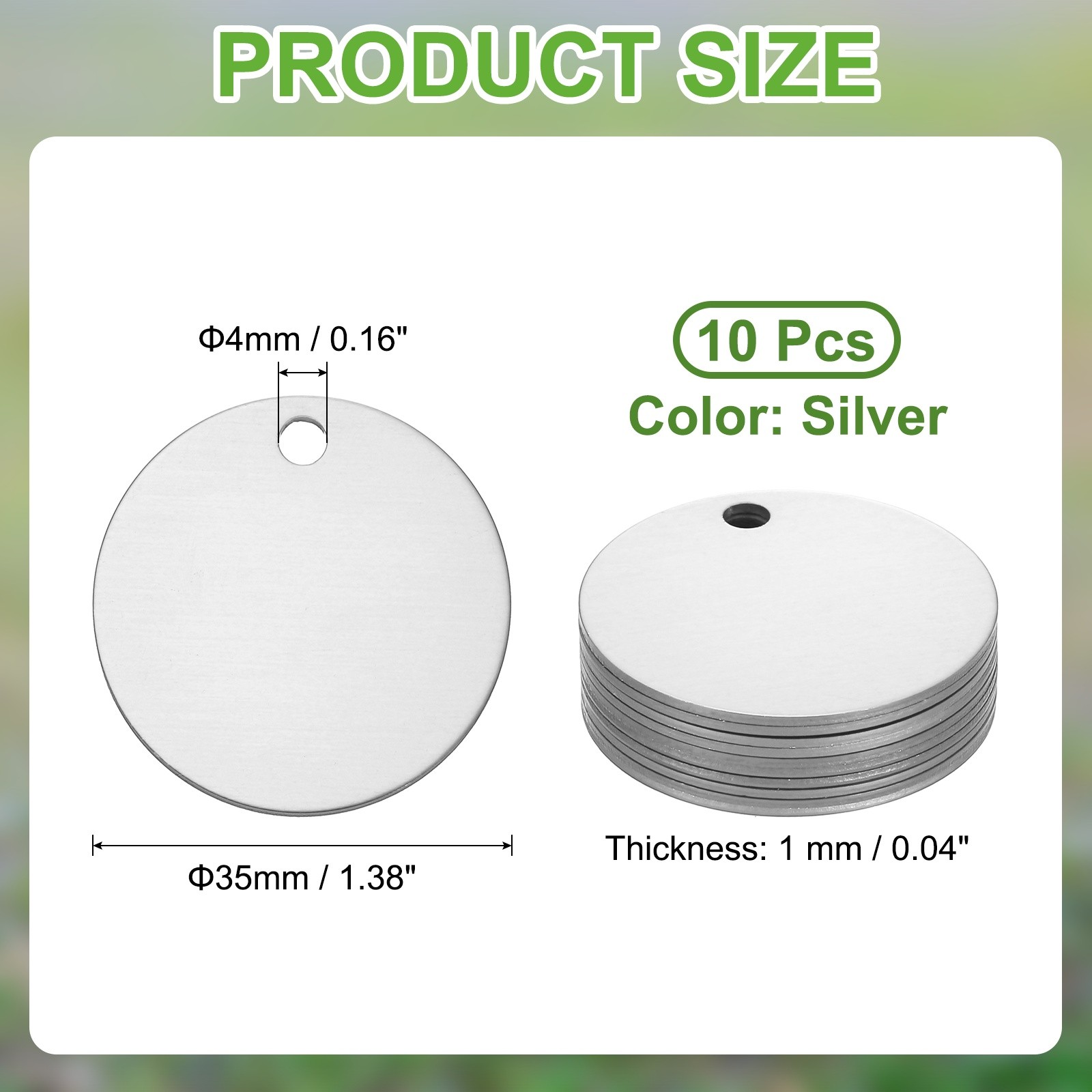 10pcs Dog Pet Tags 35mm Round Aluminum Engraving Blanks Tags, Silver