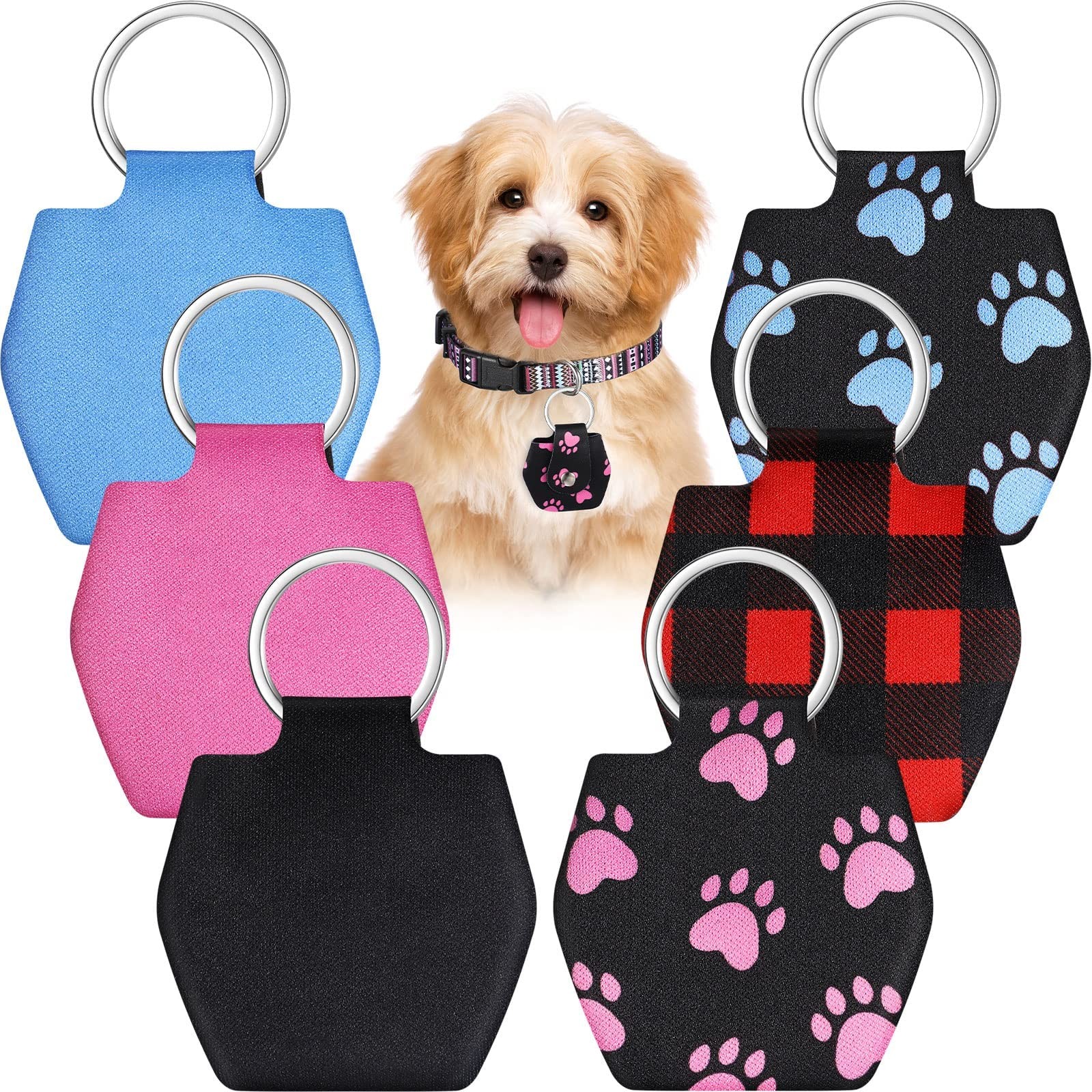 Dog Tag Silencer Cover with Rings – Quiet Pet ID Protector (Paw Style)
