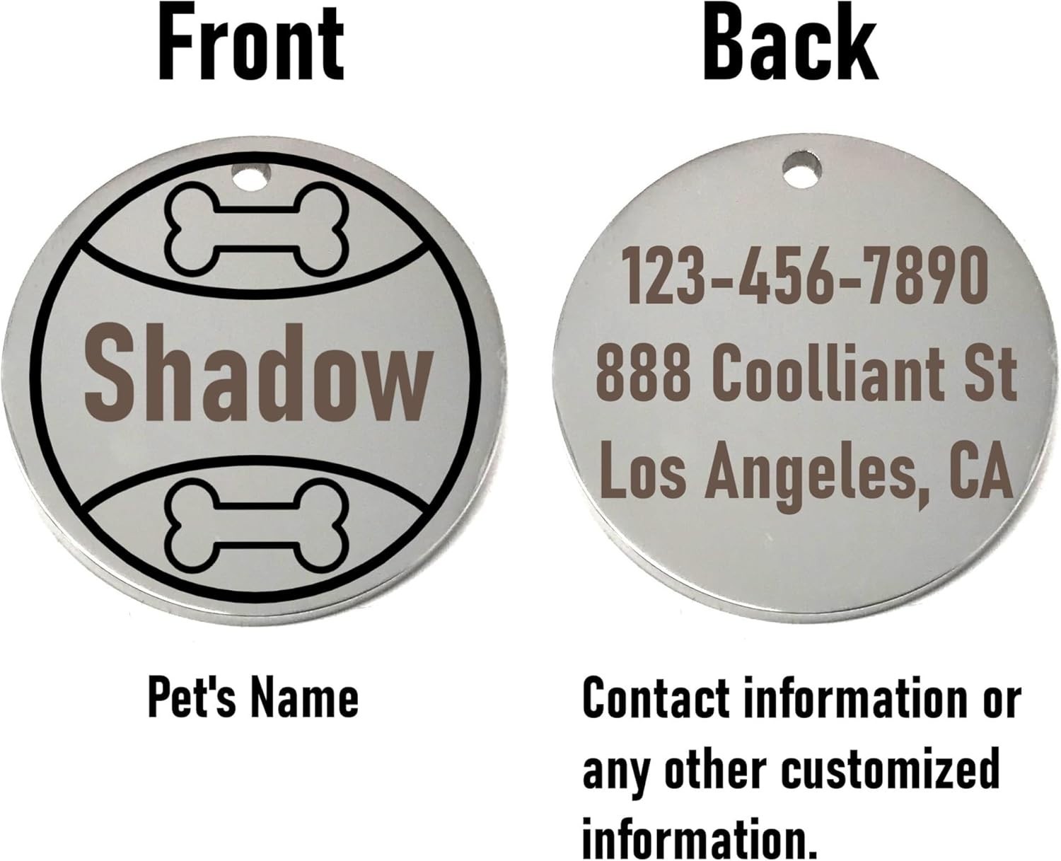 Personalized Play Ball Pet ID Tag -Laser Engraved Name Tag for Dog or Cat Collar