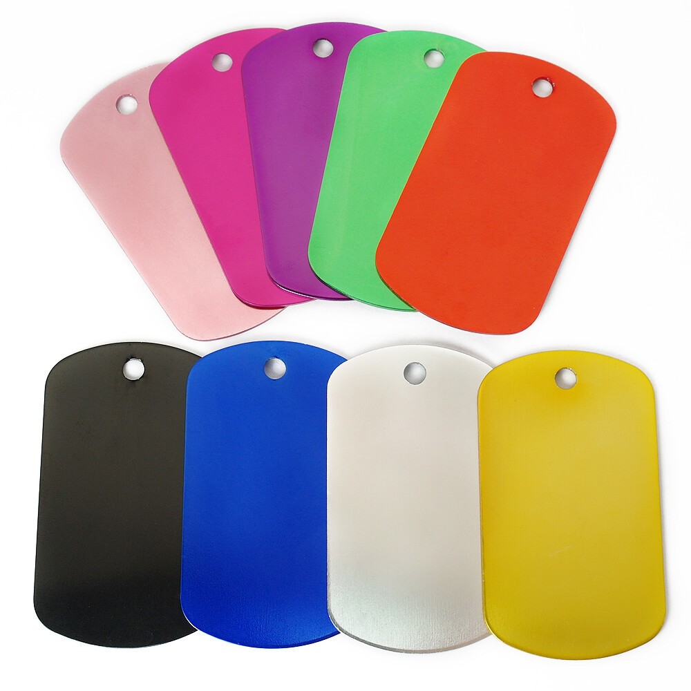 WHOLESALE LOT 500PCS 9 COLORS BLANK DOG TAG SHINY Aluminum ARMY MILITARY SPEC