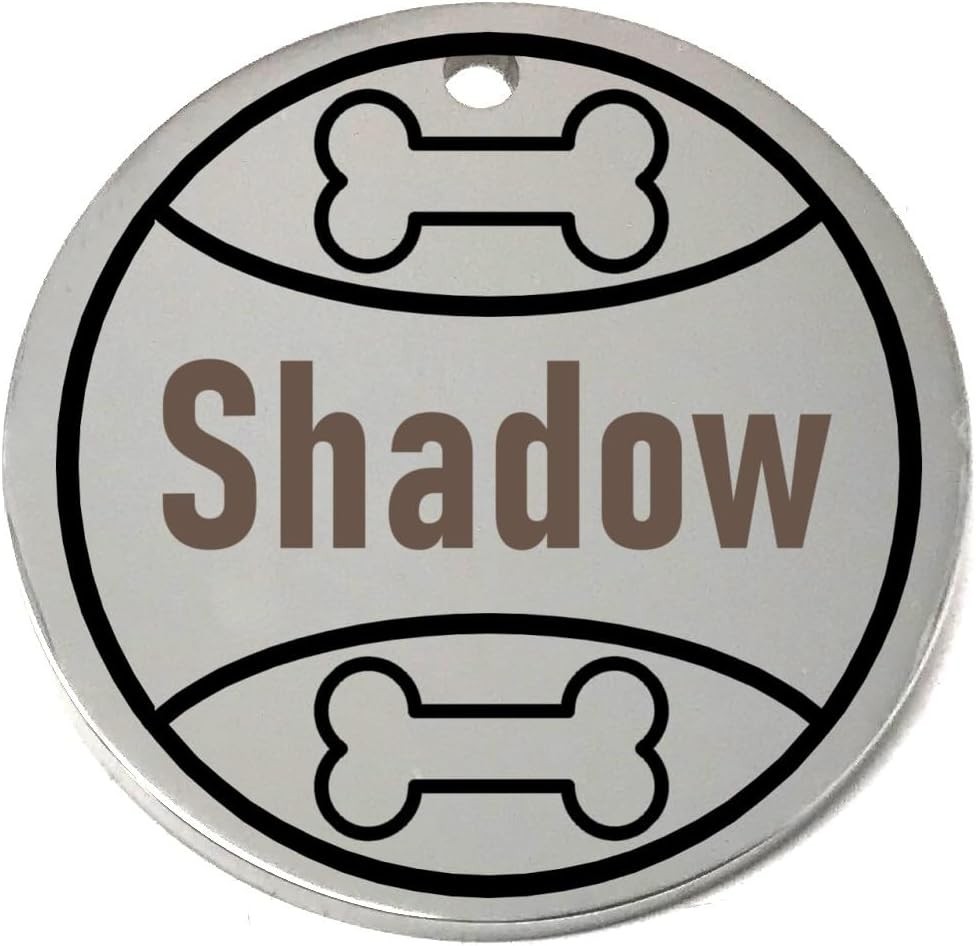 Personalized Play Ball Pet ID Tag -Laser Engraved Name Tag for Dog or Cat Collar