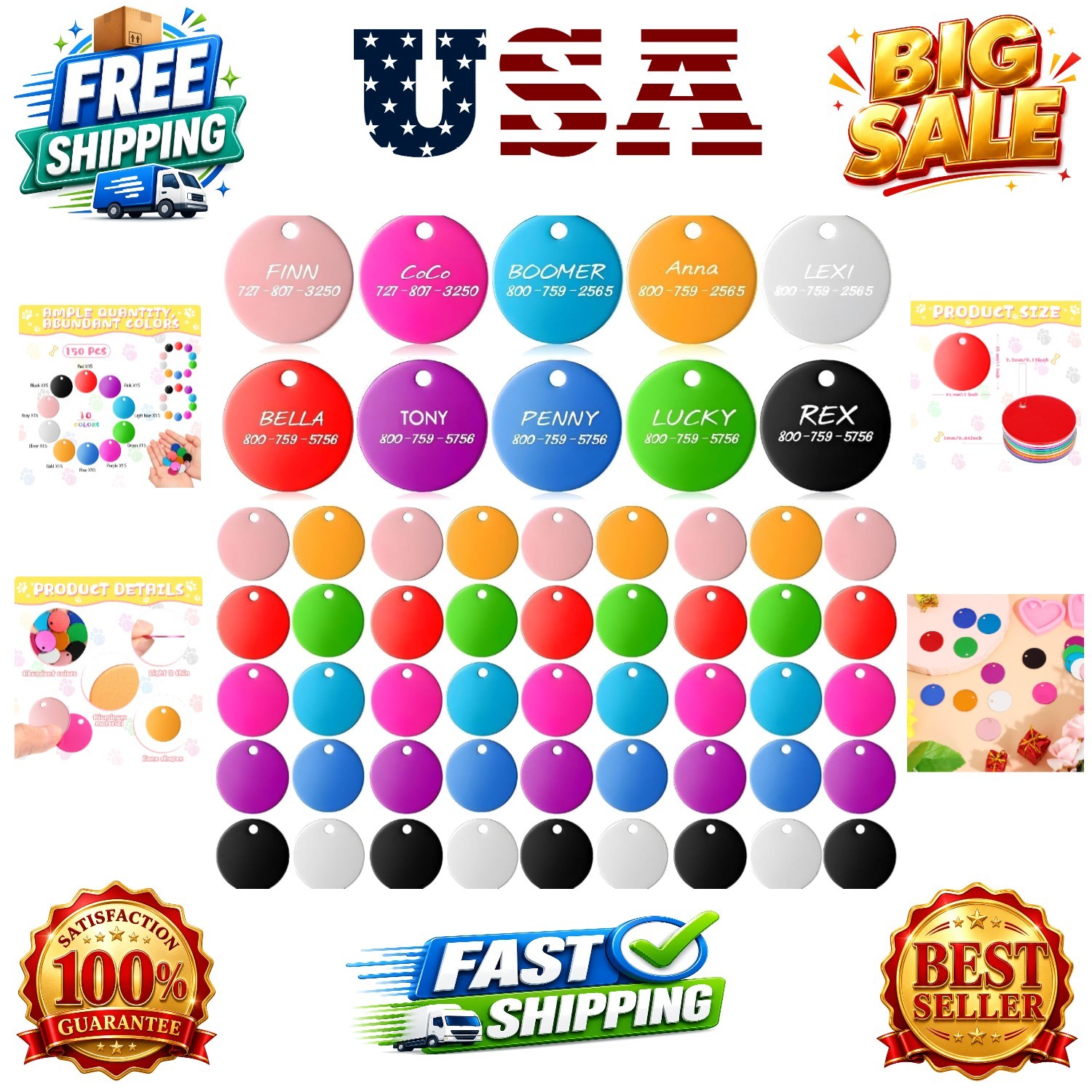 150 Pcs Blank Dog Pet Tags Bulk for Engraving 25 mm Aluminum Round Discs Smoo…