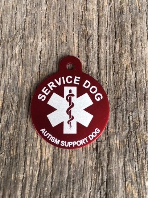 Large Personalized Aluminum Autism Service Dog Pet ID Tag MADE IN USA EMAIL INFO
