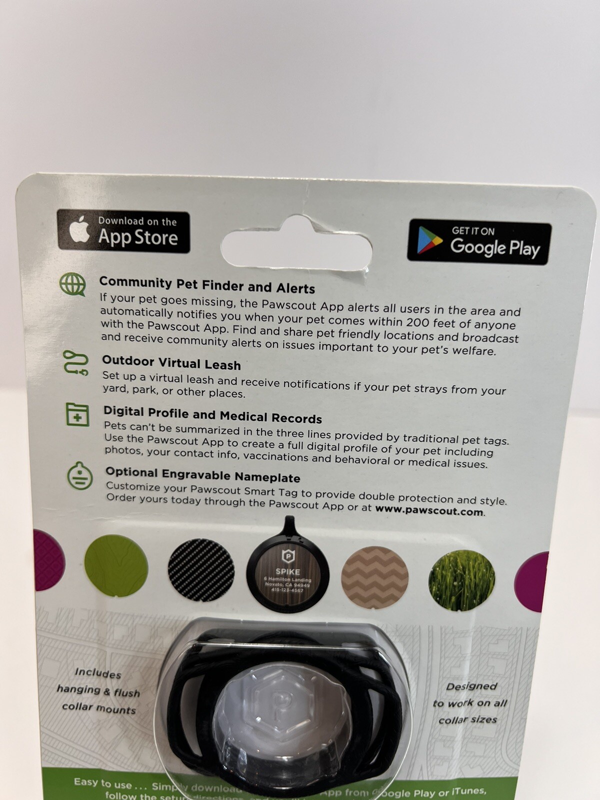 Pawscout The Smarter Pet Tag Community Pet Finder & Alerts Bluetooth Black NEW