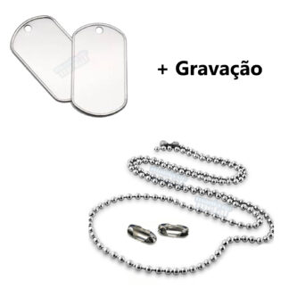 Dog Tag Modelo Americano com Borda em Aço Inox 316L Militar