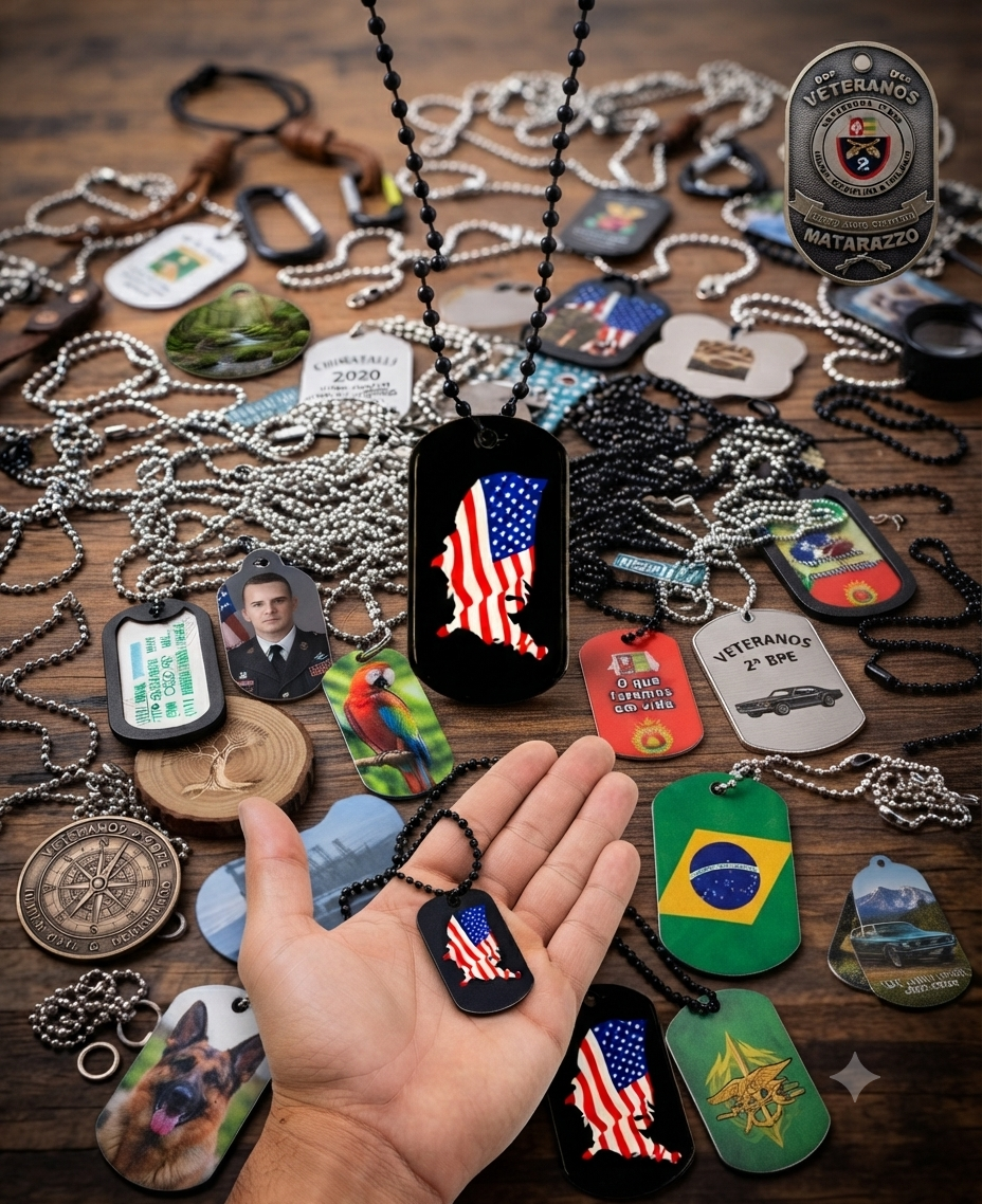 Pingente Chaveiro Placa Fotogravação Gravação Foto Colorida - Imagem 18